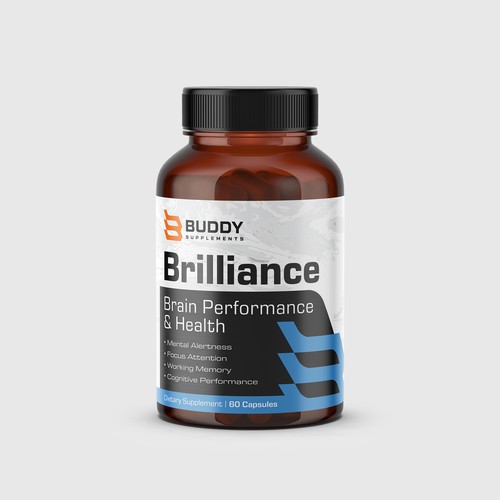 Bottle Label for a Premium Brain Performance and Health Supplement