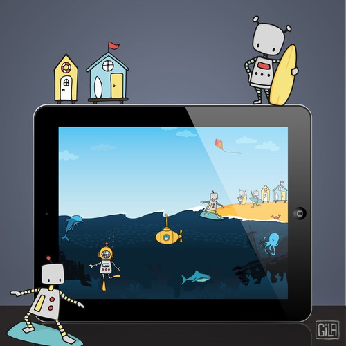 Surfin’ Robots - illustrated theme