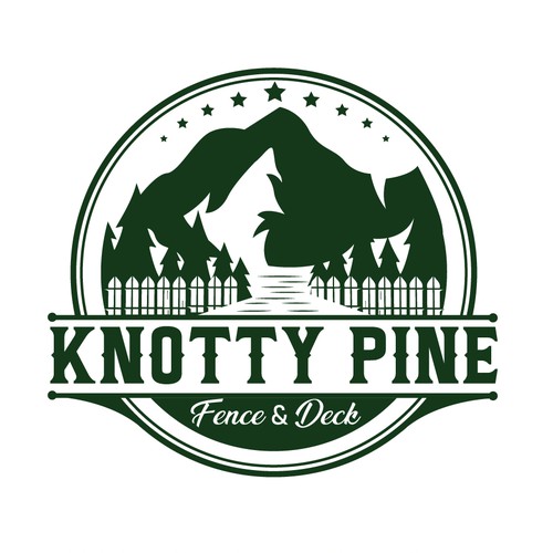 Rustic Logo Concept for "Knotty Pine Fence & Deck"