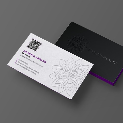 White embossed business card