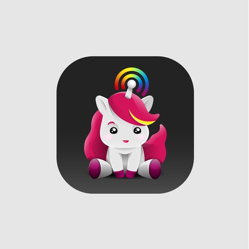 Unicorn icon for a internet radio streaming app called cuterdio.