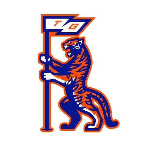 Tiger holding a Flag