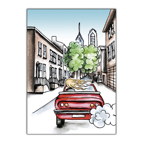 Aquarell-Illustration für Postkarte