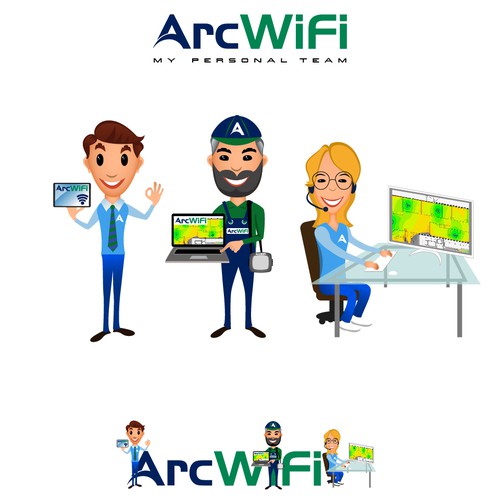Website mascots for Wi-Fi company
