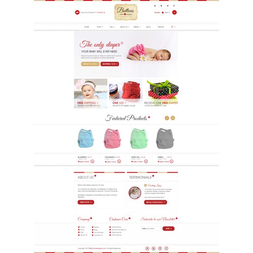 Homepage Design for Ecommerce Business - Cloth Diapers Seller