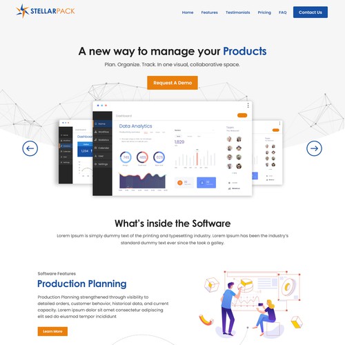 Production Management SAAS Website design