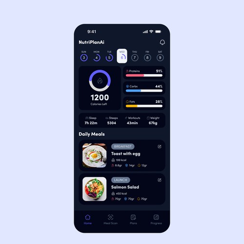 Nutrition app design