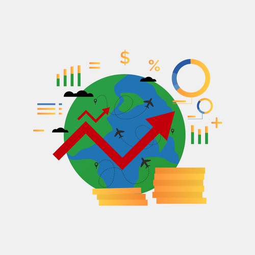 Illustration of world travelling and their analytics