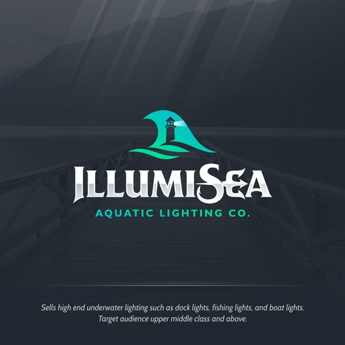 Unique Sleek Aquatic Lighting Logo for Illumisea