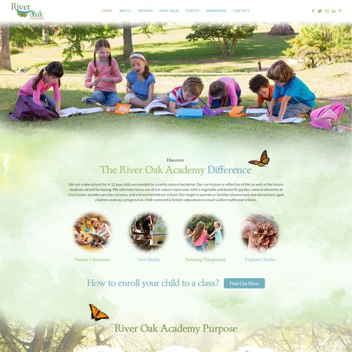 Web page design concept for a nature school