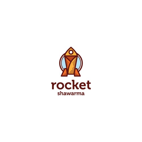 Playful logo for Rocket shawarma