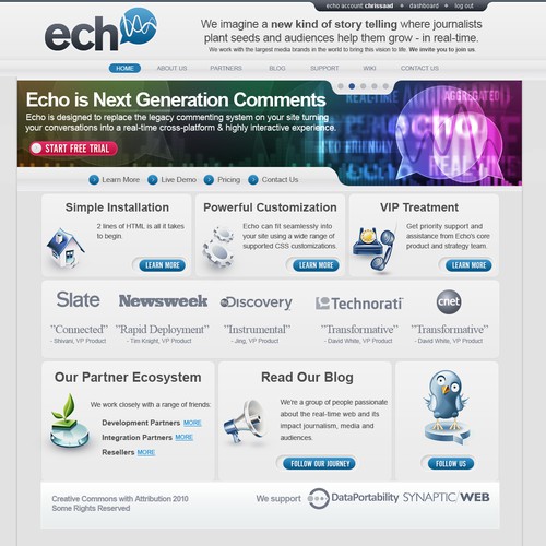 New site for Echo, Real-time storytelling