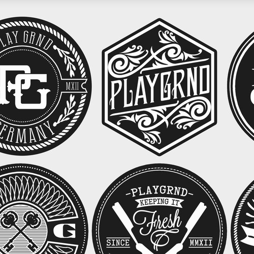 Create 5 hipster logo badges for embossed leather patches