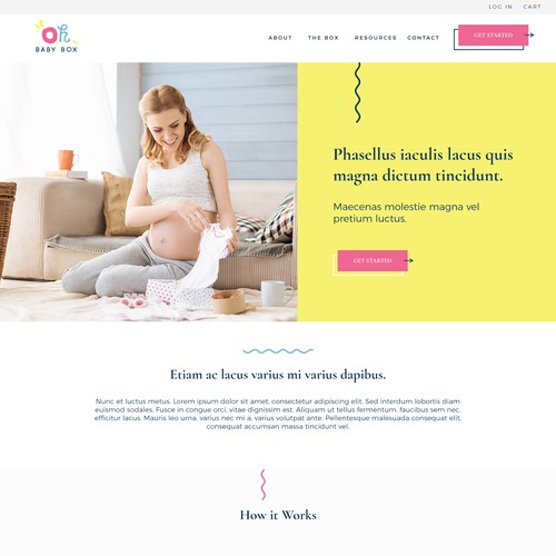 Baby subscription box landing page