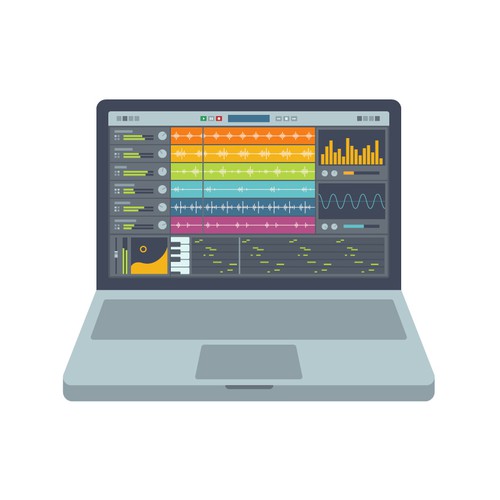 Laptop with Music Production Software