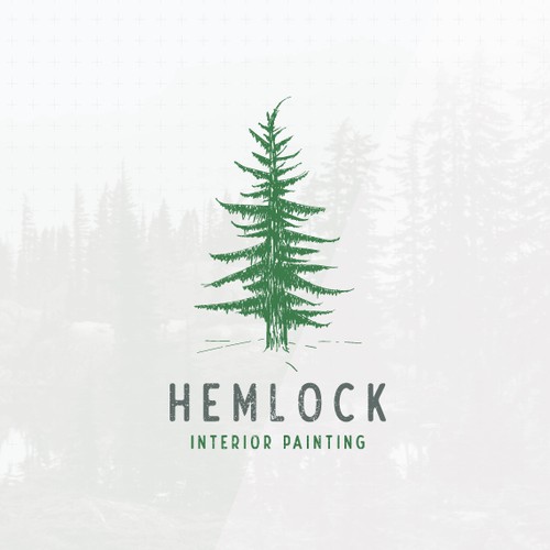 Handdrawn hemlock tree logo