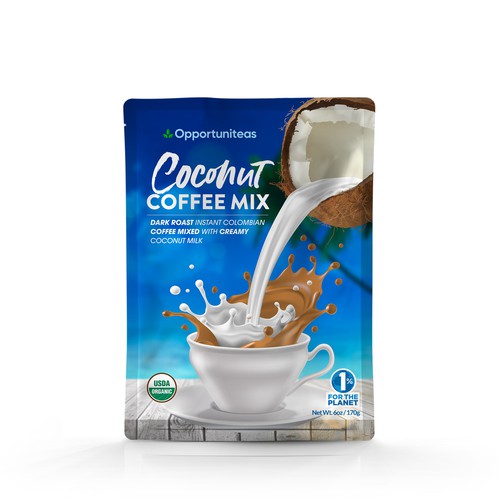 Design organic coconut coffee mix packaging