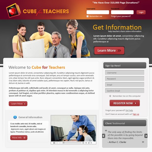 Cube For Teachers needs a new Web Page Design