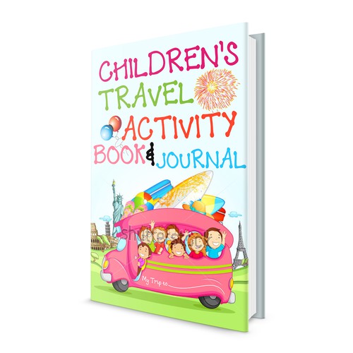 Create a fun, vibrant book cover for kids travel book