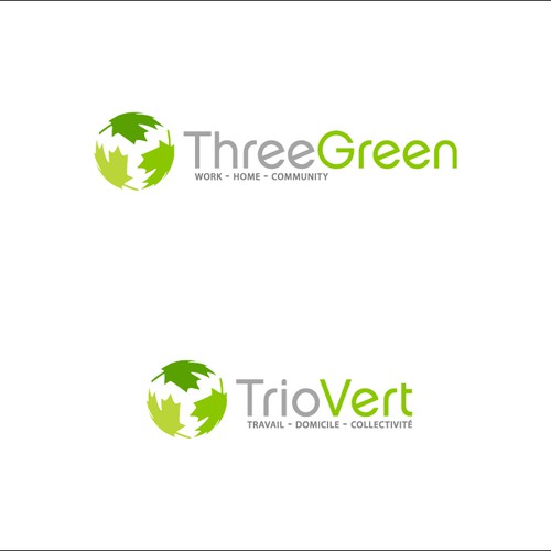 Logo Three Green (English) or Trio Vert (French)