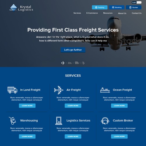 Website concept for Krystal logistics