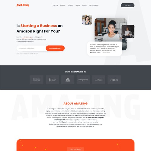 Simple and clean landing page design