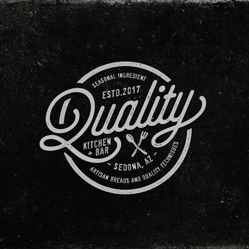 vintage and organic logo for Quality Kitchen + Bar in Sedona, AZ.