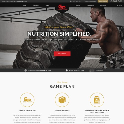 Landing Page Design for Game Plan