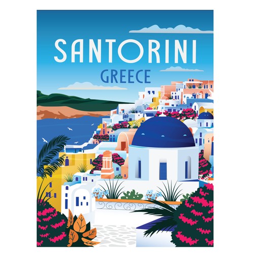Santorini illustration 