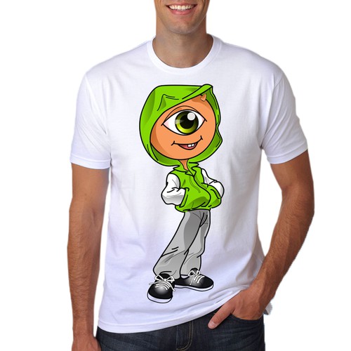 cartoon cyclops in hoodie