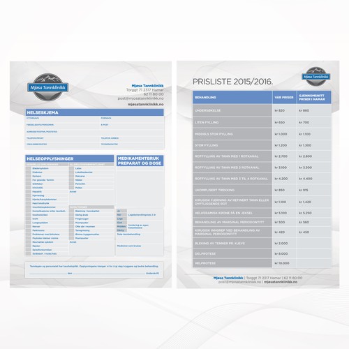 Price List & Health Sheet Design 