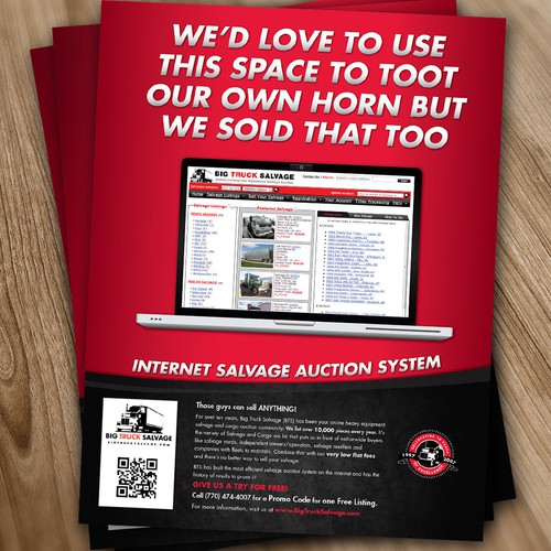 Design A Full Page Magazine Ad For Bigtrucksalvage.com