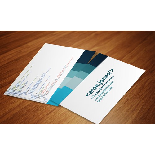 Create an elegant business card for an entrepreneurial hacker