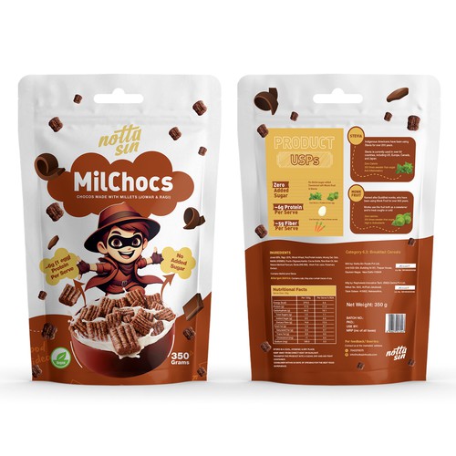 Choco cereal pouch packaging design