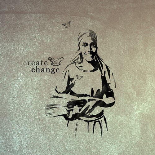 Create Change Girl's Education Illustration & Stencil 