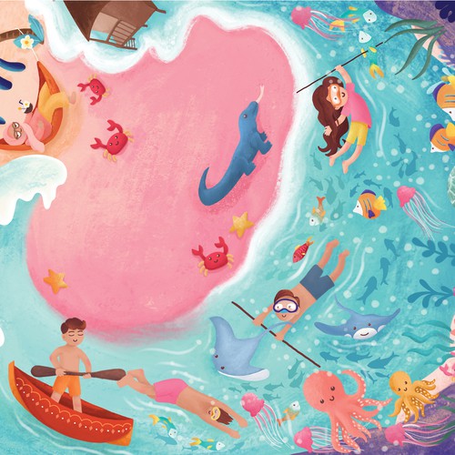 Pink Beach Illustration