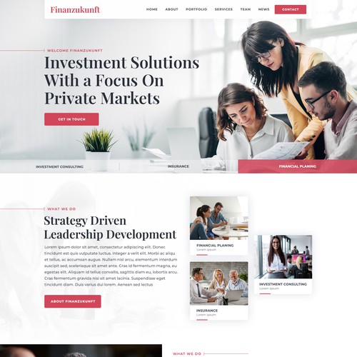 Homepage Design for Financial Consulting & Planing firm