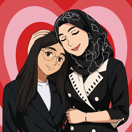 Anime Portrait Illustration – Close Friends