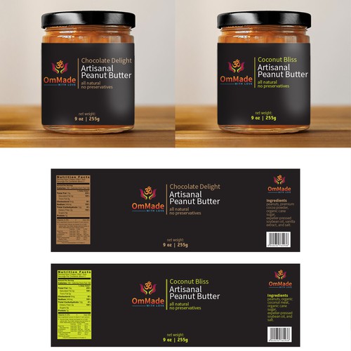 Modern label for an artisanal peanut butter
