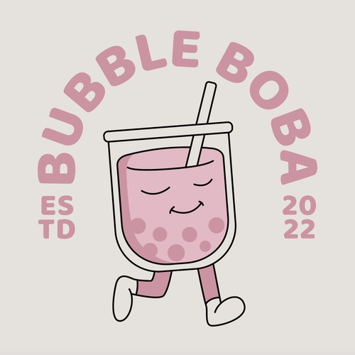 Bubble Boba Logo and Character Design