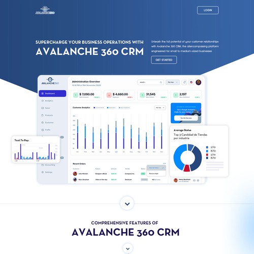 Software landing page for marketing automation CRM