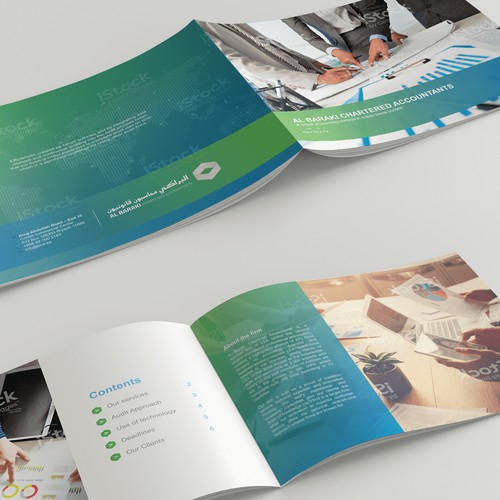 Sharp and professional brochure for "Al Baraki Chartered Accountants"