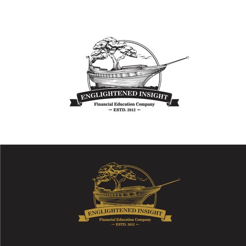 ship tree vintage logo