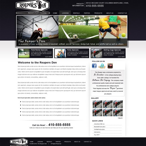 Indoor Sports Facility Web Design