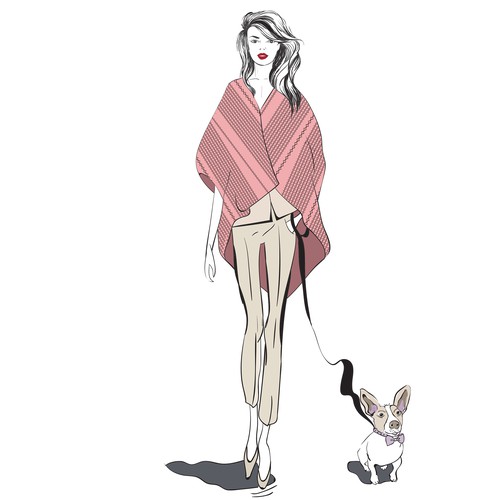 Series of mini "Ways to Wear" fashion illustrations for Women's Luxury Shawl Brand