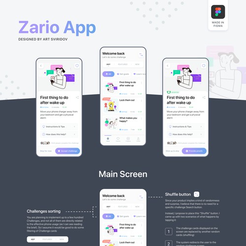 Zario app design