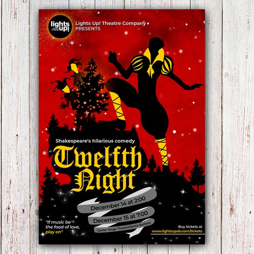 Poster for 12th Night Teen Theatre Production (Shakespeare comedy)