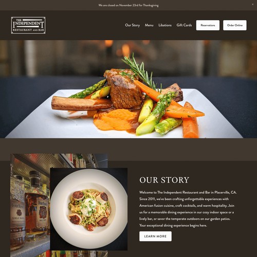 Elegant Squarespace Website for Upscale Restaurant