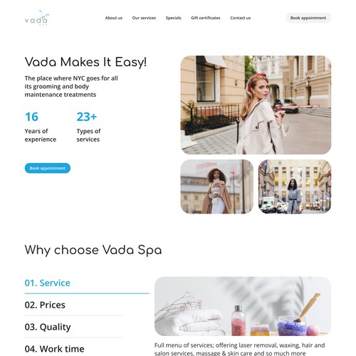 Vada Spa website concept