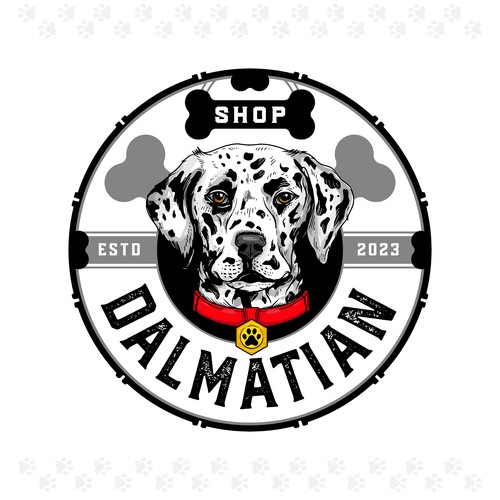Dalmatian pet shop emblem